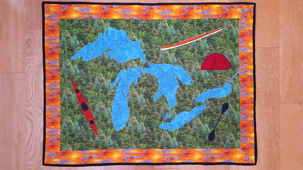Great Lakes kayaking quilt by Joe Zellner.