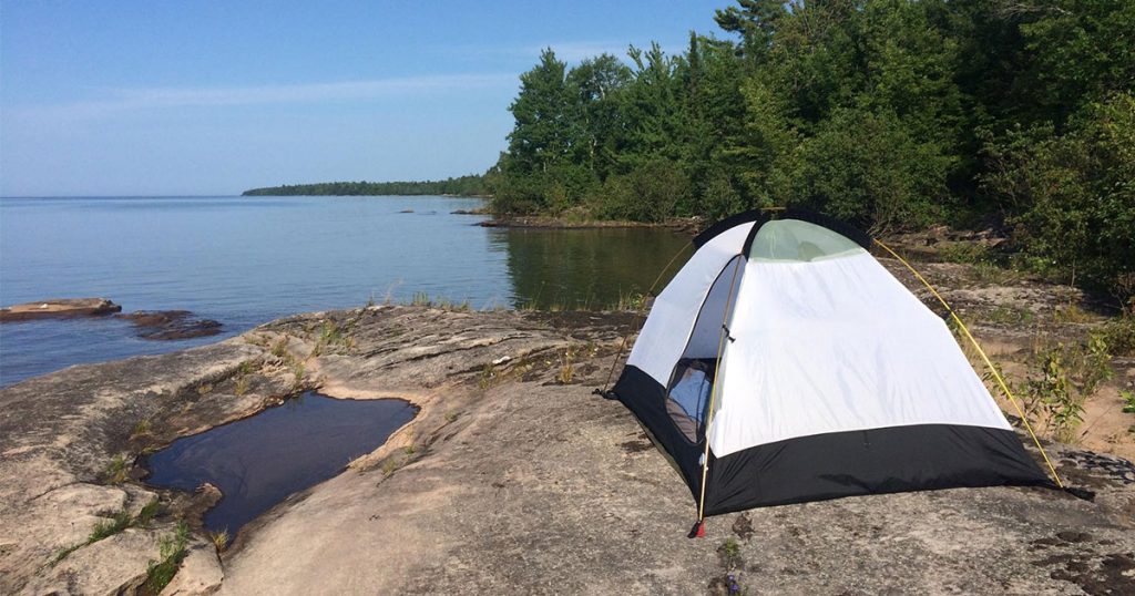 Camping on a rock on Lake Superior.