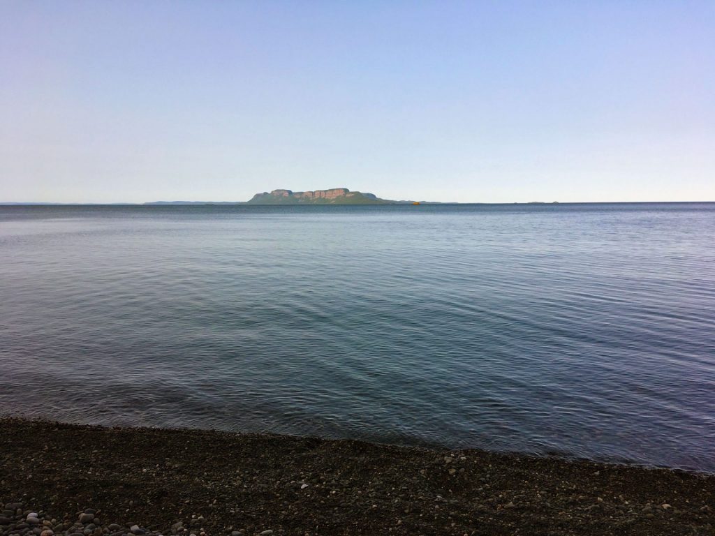 Sleeping Giant in the distance as viewed from Pie Island, Ontario, Canada.